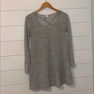 Grey long sleeved sweater dress